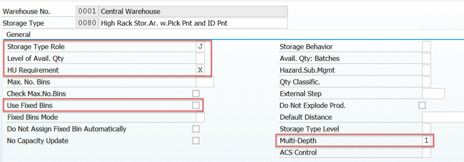 SAP EWM MFS rearrange multi-depth 5